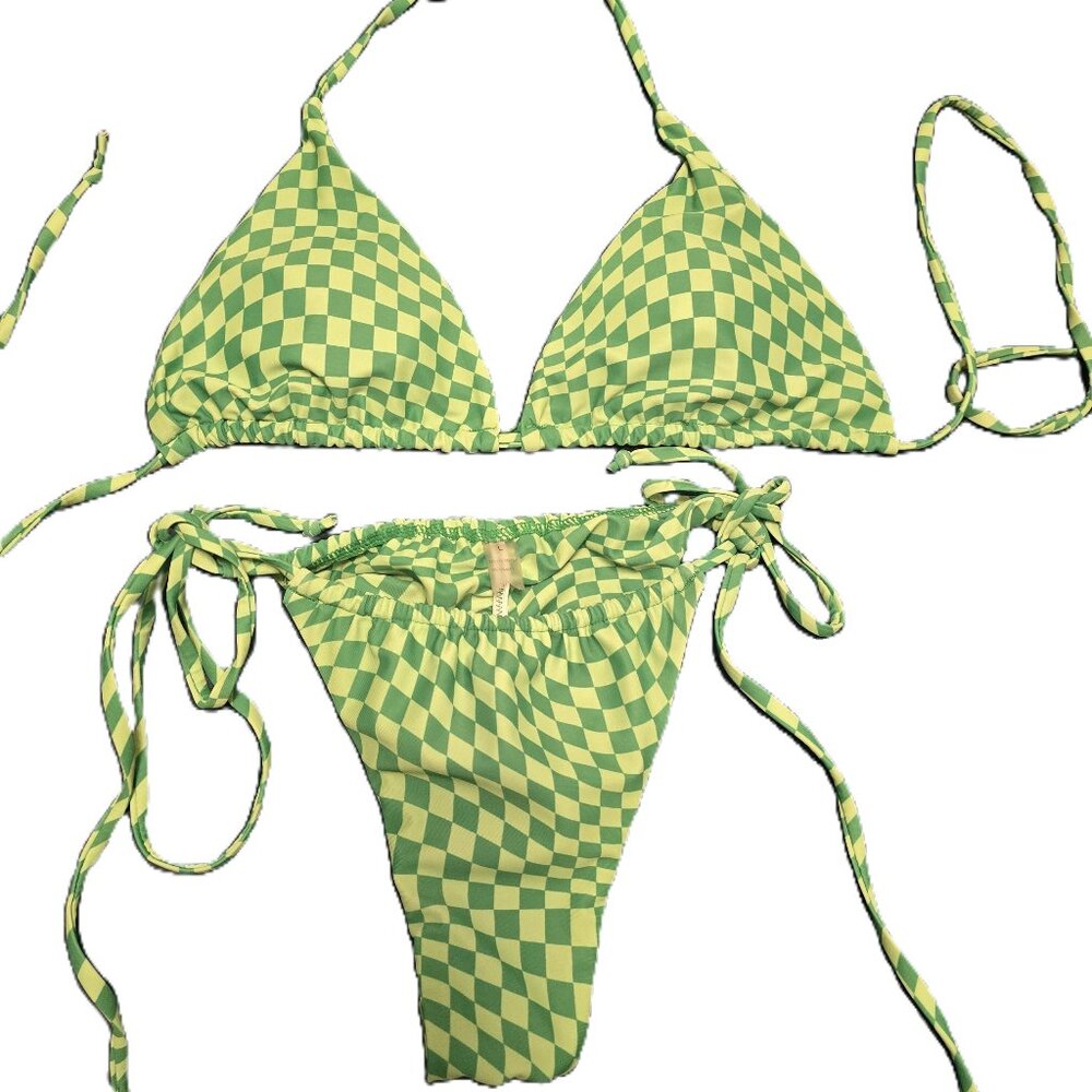 Green Plaid Print Bikini -